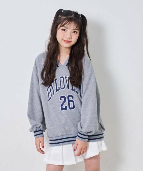 by LOVEiT / バイ ラビット ミニ丈・ひざ丈ワンピース | カレッジロゴチュニック（ミディアム グレー）