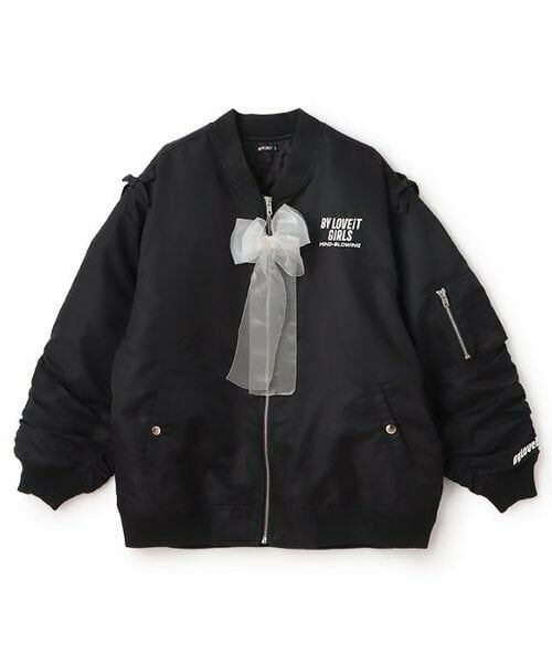 by LOVEiT / バイ ラビット ブルゾン | 2WAYリボンMA-1（黒）
