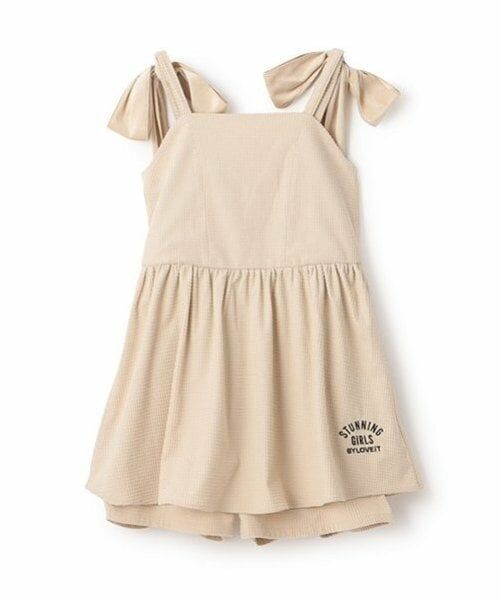 by LOVEiT / バイ ラビット ミニ丈・ひざ丈ワンピース | ジャンスカショートパンツセット（ベージュ）