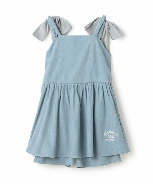 by LOVEiT / バイ ラビット ミニ丈・ひざ丈ワンピース | ジャンスカショートパンツセット（ブルー）