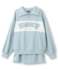 by LOVEiT / バイ ラビット スウェット | 切り替えハーフZIPプルオーバースカートセット