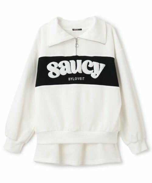 by LOVEiT / バイ ラビット スウェット | 切り替えハーフZIPプルオーバースカートセット（オフ ホワイト）