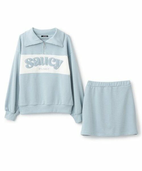 by LOVEiT / バイ ラビット スウェット | 切り替えハーフZIPプルオーバースカートセット | 詳細2