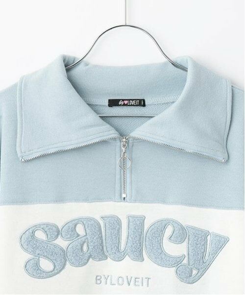 by LOVEiT / バイ ラビット スウェット | 切り替えハーフZIPプルオーバースカートセット | 詳細3