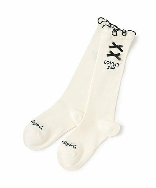 by LOVEiT / バイ ラビット ソックス | リボンハイソックス（オフ ホワイト）