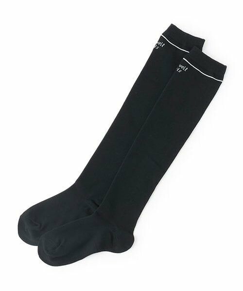 by LOVEiT / バイ ラビット ソックス | ラインニーハイソックス（黒）
