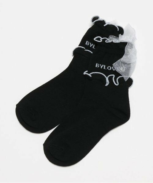 by LOVEiT / バイ ラビット ソックス | メロウリボンクルーソックス（黒）