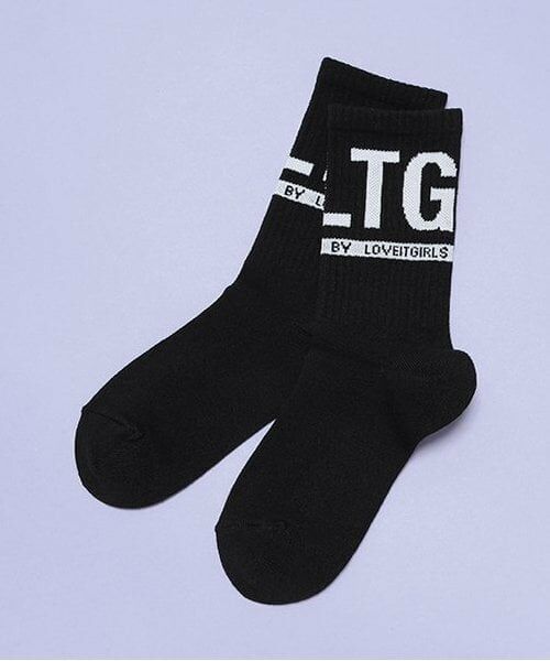 by LOVEiT / バイ ラビット ソックス | ロゴクルーソックス（黒）
