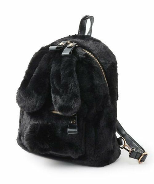 by LOVEiT / バイ ラビット リュック・バックパック | ウサミミファーリュック（黒）