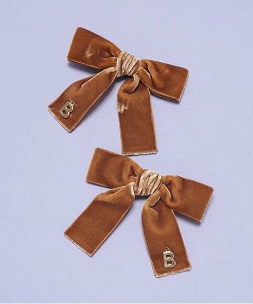by LOVEiT / バイ ラビット ヘアピン | ベルベットリボンクリップ（茶）
