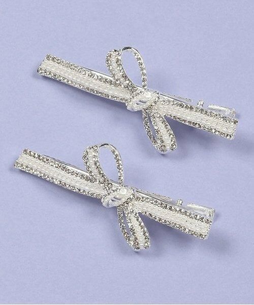 by LOVEiT / バイ ラビット ヘアピン | リボンビジュークリップ（シルバー）