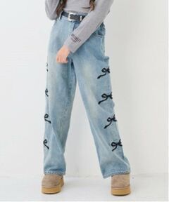 by LOVEiT / バイ ラビット その他パンツ | サイドリボン刺しゅうワイドパンツ