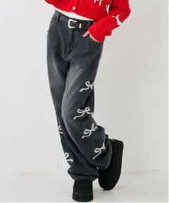 by LOVEiT / バイ ラビット その他パンツ | サイドリボン刺しゅうワイドパンツ