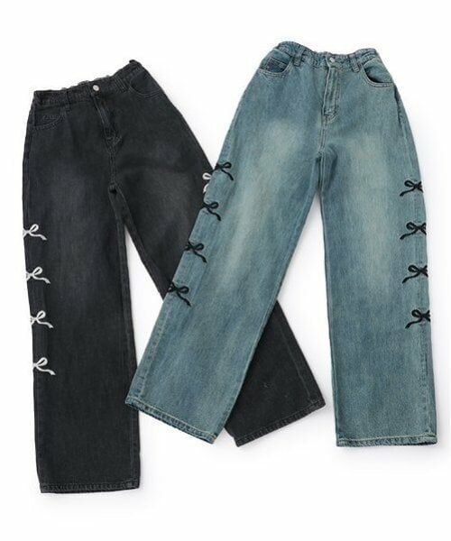 by LOVEiT / バイ ラビット その他パンツ | サイドリボン刺しゅうワイドパンツ | 詳細11