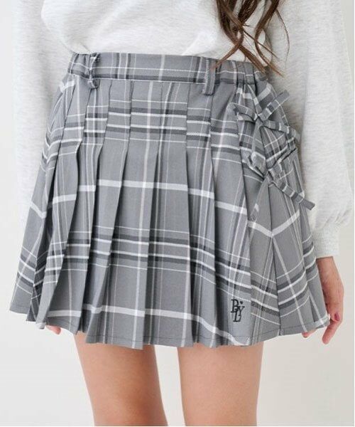 by LOVEiT / バイ ラビット ミニ・ひざ丈スカート | 脇リボンスカート(インパンつき)(グレー)