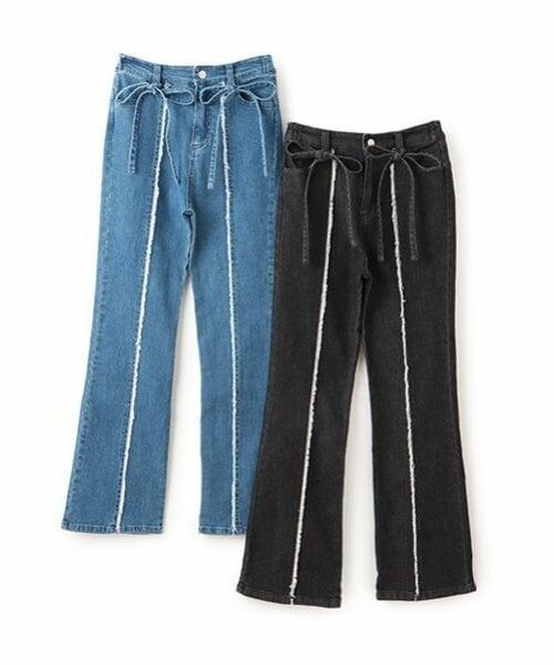 by LOVEiT / バイ ラビット その他パンツ | リボン付きフリンジデニムパンツ | 詳細10