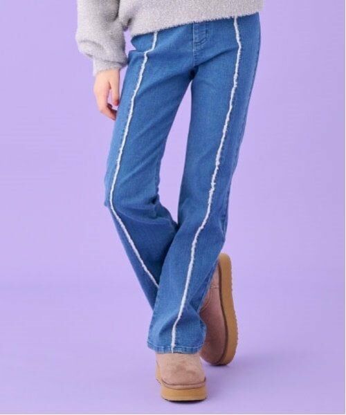 by LOVEiT / バイ ラビット その他パンツ | リボン付きフリンジデニムパンツ（紺）