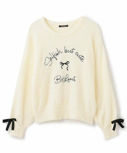 by LOVEiT / バイ ラビット ニット・セーター | 袖リボンシャギーニット（オフ ホワイト）