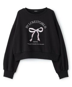 by LOVEiT / バイ ラビット スウェット | フロントリボン刺しゅうプルオーバー