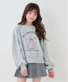 by LOVEiT / バイ ラビット スウェット | フロントリボン刺しゅうプルオーバー