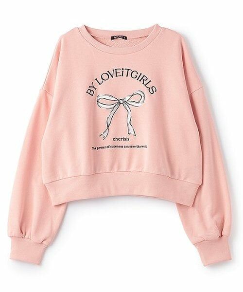 by LOVEiT / バイ ラビット スウェット | フロントリボン刺しゅうプルオーバー（ピンク）