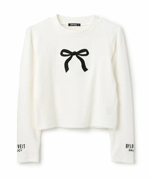 by LOVEiT / バイ ラビット Tシャツ | 大人リボン起毛テレコプルオーバー（オフ ホワイト）