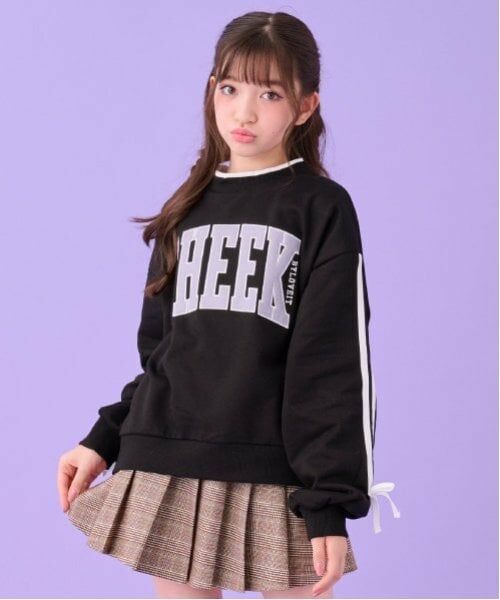 by LOVEiT / バイ ラビット スウェット | 袖テープリボンプルオーバー（黒）