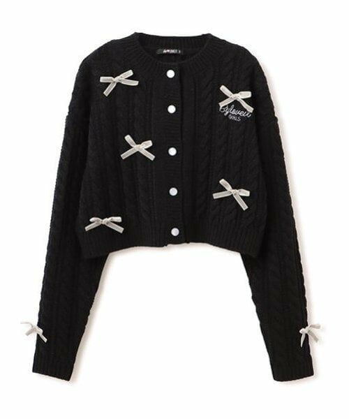 by LOVEiT / バイ ラビット カーディガン・ボレロ | ケーブルリボンつきカーデ（黒）