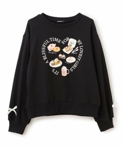 by LOVEiT / バイ ラビット スウェット | スイーツ転写プルオーバー（黒）
