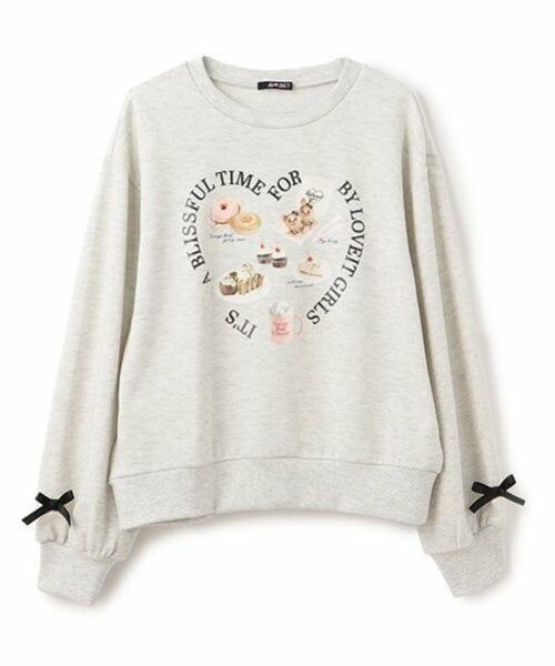 by LOVEiT / バイ ラビット スウェット | スイーツ転写プルオーバー（シロ杢）