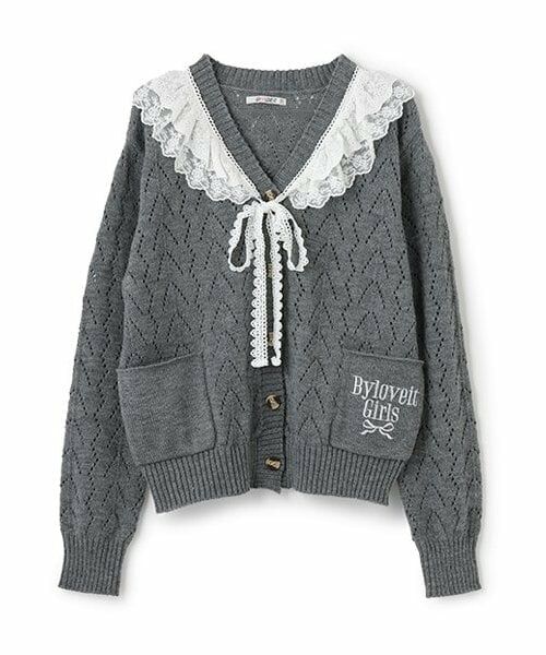 by LOVEiT / バイ ラビット カーディガン・ボレロ | 衿付きニットカーディガン（グレー）