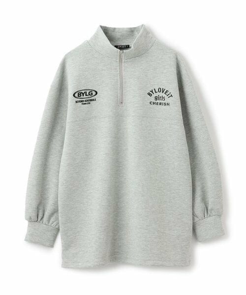 by LOVEiT / バイ ラビット ミニ丈・ひざ丈ワンピース | ハーフジップチュニックワンピース（ミディアム グレー）