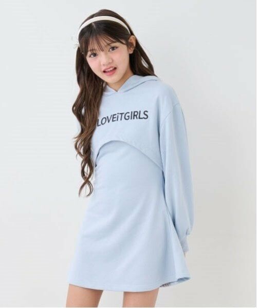 by LOVEiT / バイ ラビット ミニ丈・ひざ丈ワンピース | パーカーつきワンピース（ブルー）