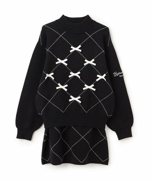 by LOVEiT / バイ ラビット ニット・セーター | アーガイルリボンつきニットセット（黒）