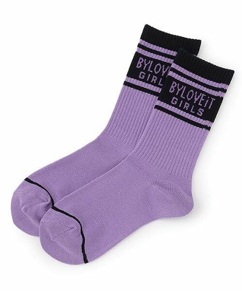 by LOVEiT / バイ ラビット ソックス | ラインロゴクルー（ラベンダー）