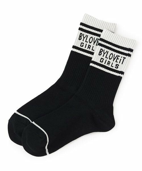 by LOVEiT / バイ ラビット ソックス | ラインロゴクルー（黒）
