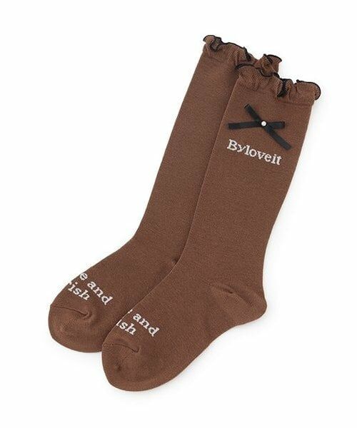 by LOVEiT / バイ ラビット ソックス | リボンパールハイソックス（モカ茶）