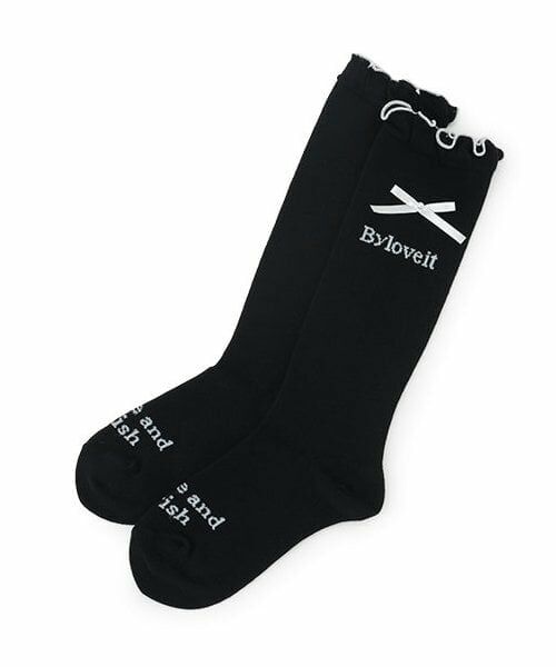 by LOVEiT / バイ ラビット ソックス | リボンパールハイソックス（黒）