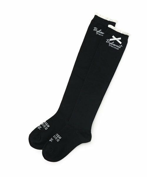by LOVEiT / バイ ラビット ソックス | フリルニーハイソックス（黒）