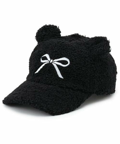 by LOVEiT / バイ ラビット キャップ | クマ耳ボアキャップ（黒）