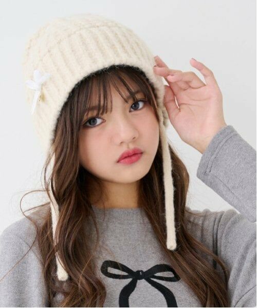by LOVEiT / バイ ラビット ニットキャップ | リボンニットビーニー（オフ ホワイト）