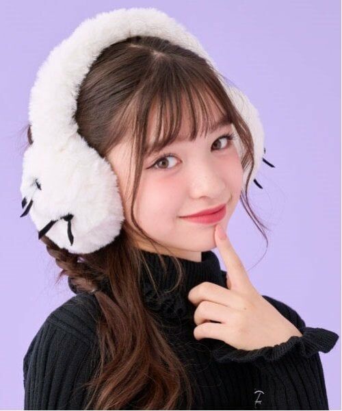 by LOVEiT / バイ ラビット ネックウォーマー・イヤーマフ | リボンつきファーイヤマフ（オフ ホワイト）