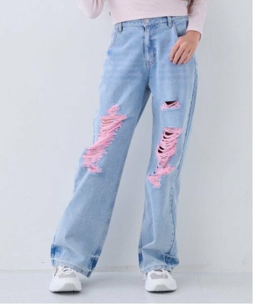 by LOVEiT / バイ ラビット その他パンツ | 【ニコ☆プチ掲載】下糸カラーデニム(ピンク)