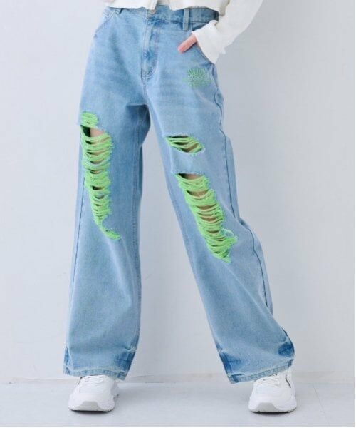 by LOVEiT / バイ ラビット その他パンツ | 【ニコ☆プチ掲載】下糸カラーデニム(グリーン)