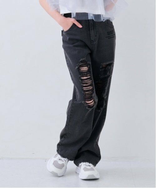 by LOVEiT / バイ ラビット その他パンツ | 【ニコ☆プチ掲載】下糸カラーデニム(黒)