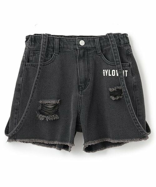 by LOVEiT / バイ ラビット ショート・ハーフ・半端丈パンツ | ダメージショートパンツ（黒）