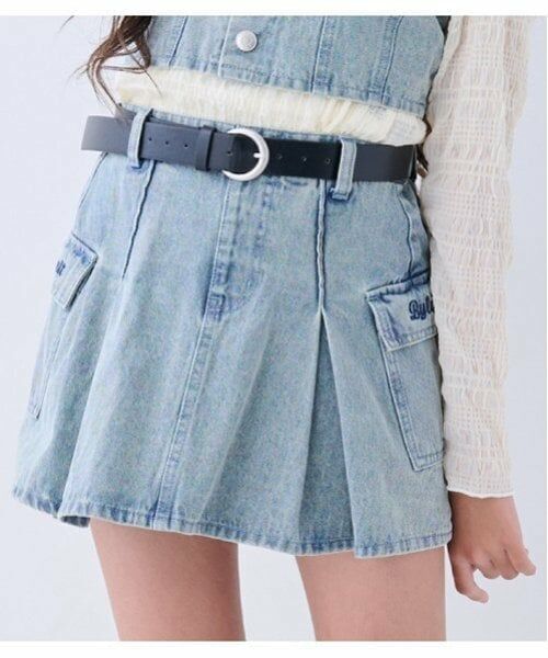 by LOVEiT / バイ ラビット ミニ・ひざ丈スカート | 【ニコ☆プチ掲載】ベルトつきカーゴスカート(サックス)