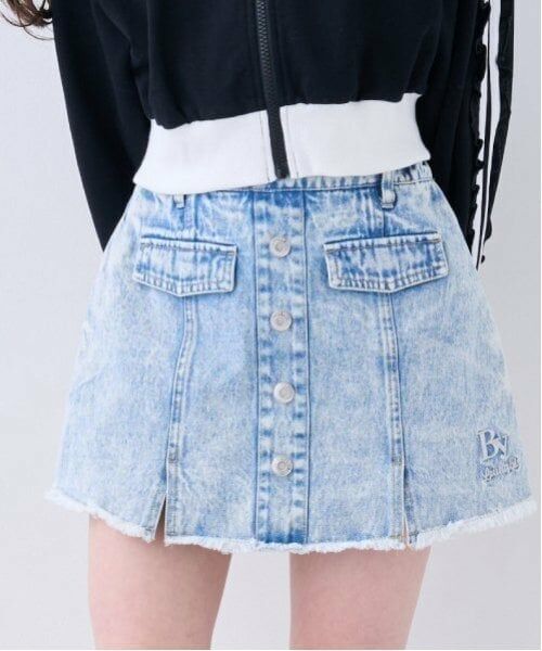 by LOVEiT / バイ ラビット ミニ・ひざ丈スカート | 【ニコ☆プチ掲載】フロントボタンスカパン(サックス)