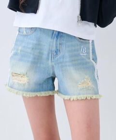 by LOVEiT / バイ ラビット ショート・ハーフ・半端丈パンツ | サイドレースダメージショートパンツ