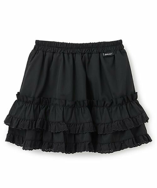 by LOVEiT / バイ ラビット ミニ・ひざ丈スカート | レースフリルスカート(黒)
